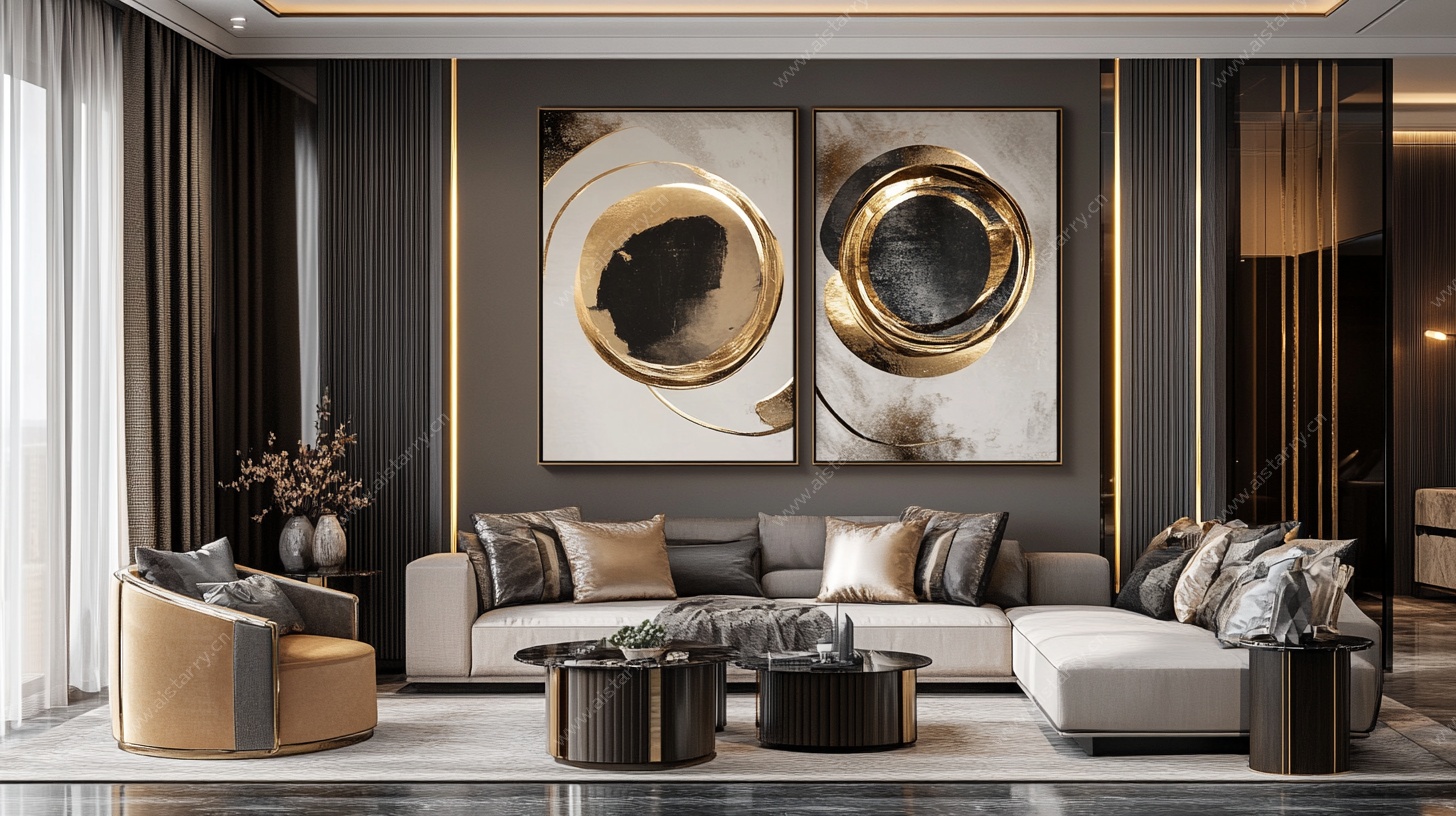 现代轻奢风客厅装饰展示