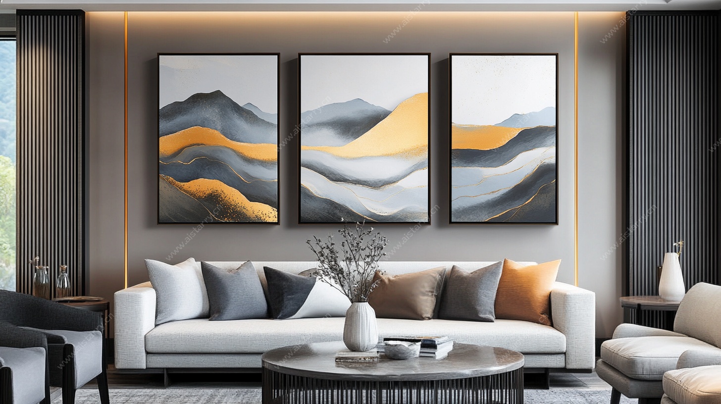 现代简约风客厅挂画装饰