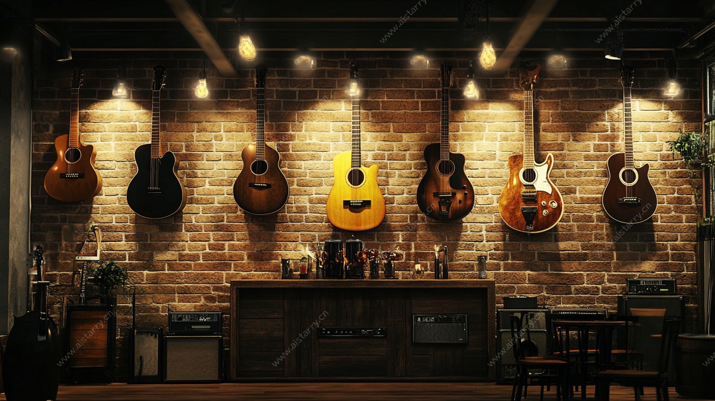 吉他展示墙 氛围感音乐角落