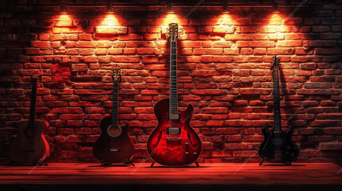 砖墙前的精美吉他组合