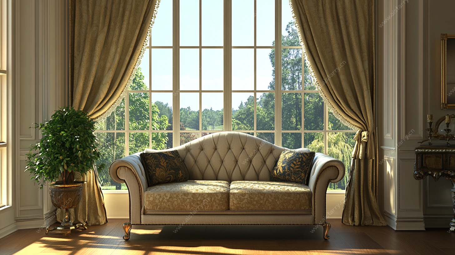 奢华客厅窗边的典雅沙发