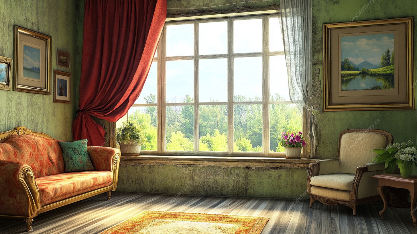 复古温馨客厅窗边景致