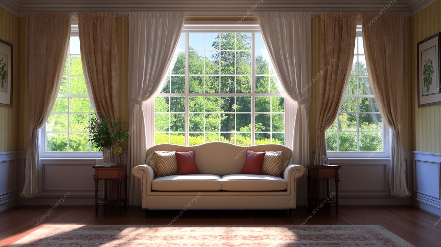 优雅客厅沙发与窗外景致