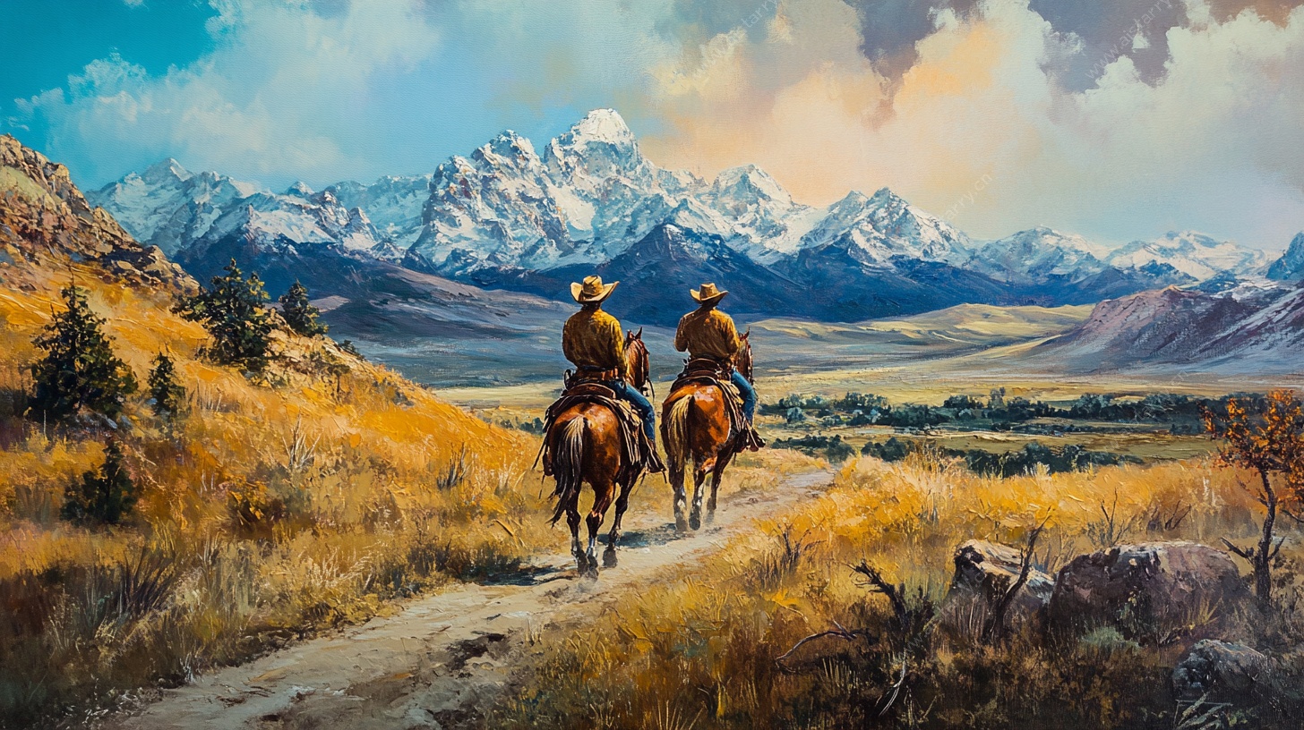 西部牛仔骑马赏壮丽山景