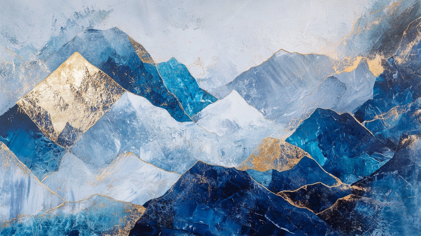 蓝色抽象山水艺术画作