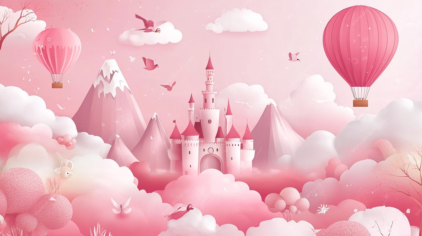 梦幻粉色童话城堡风景