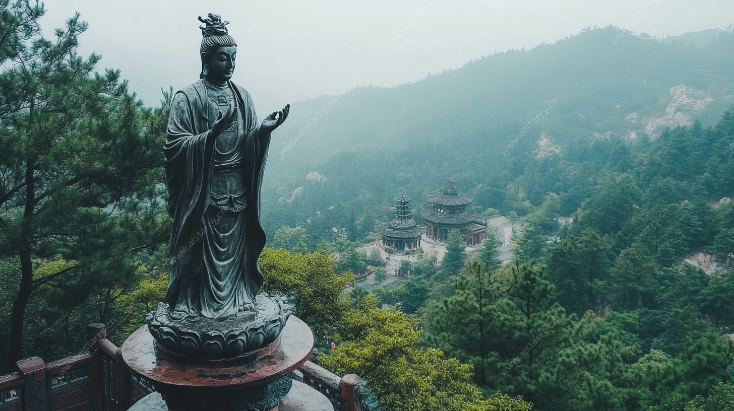 山顶像 俯瞰山林古建