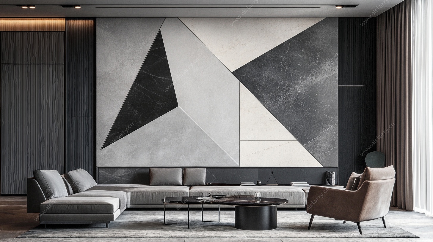 现代简约几何风客厅场景