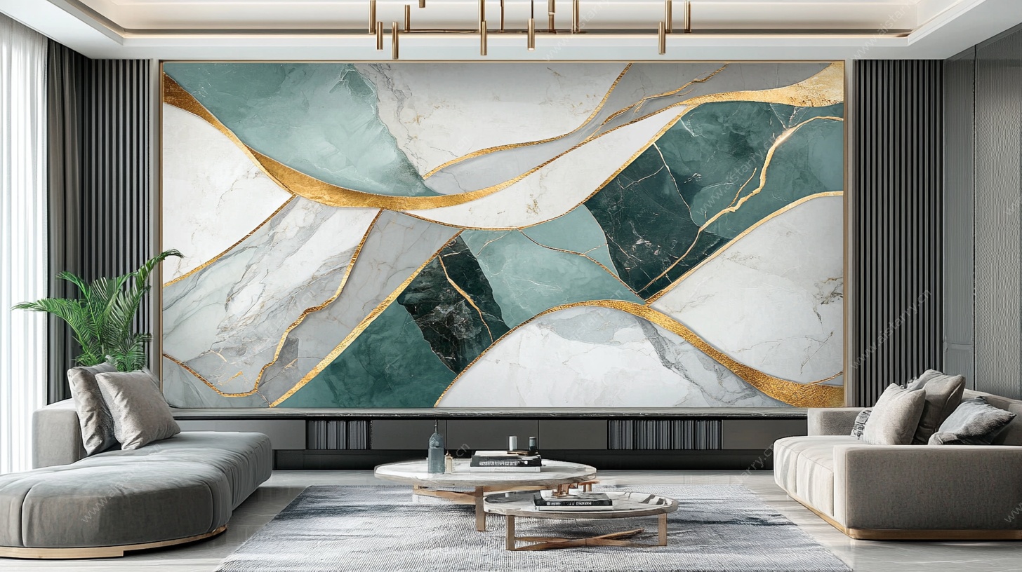 现代轻奢风客厅背景墙装饰