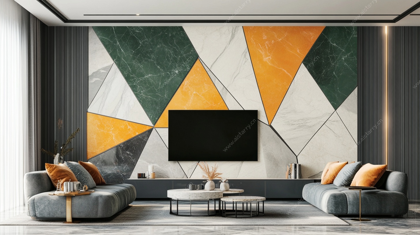 现代几何风客厅电视背景墙
