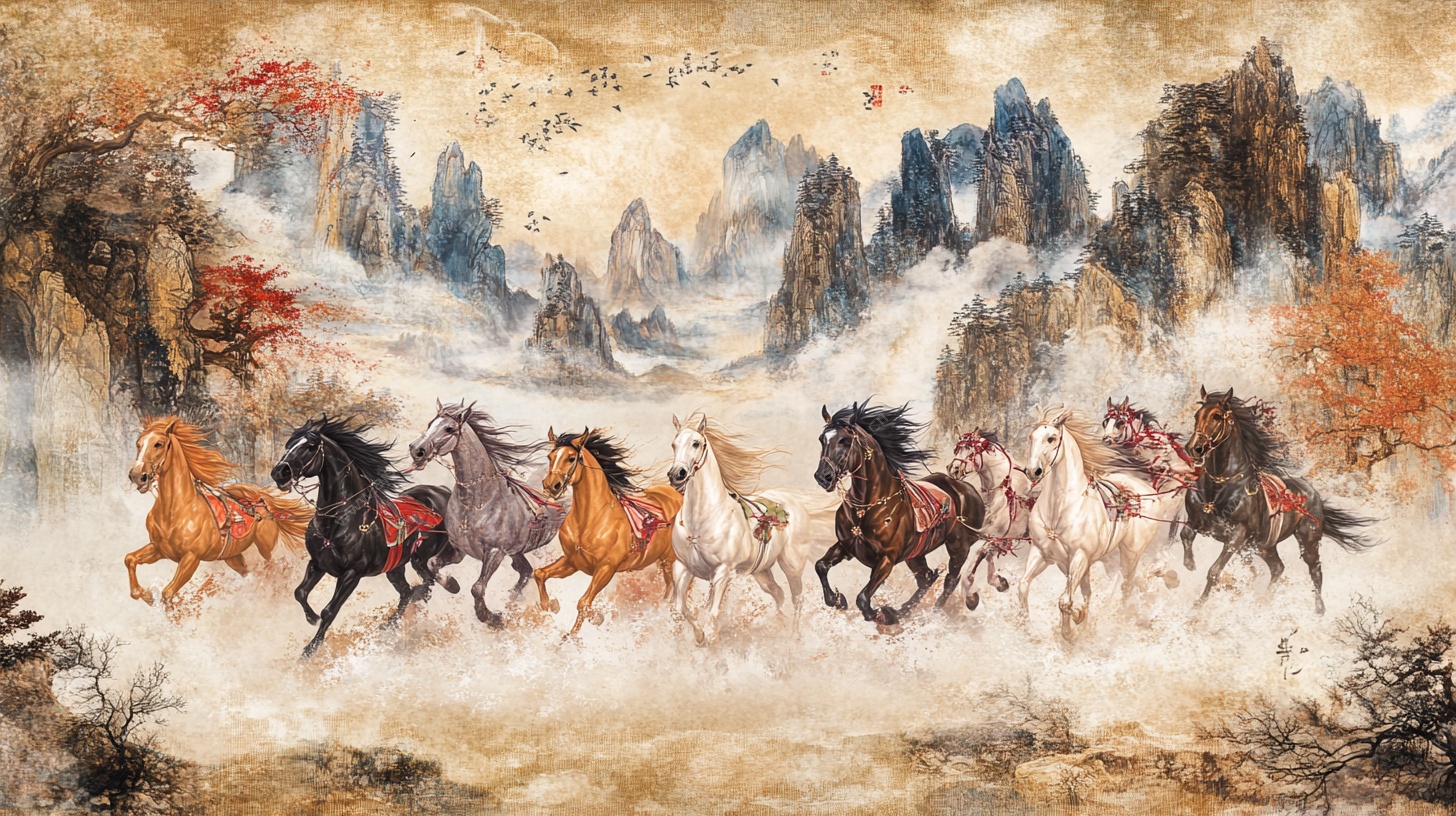 八骏奔腾图