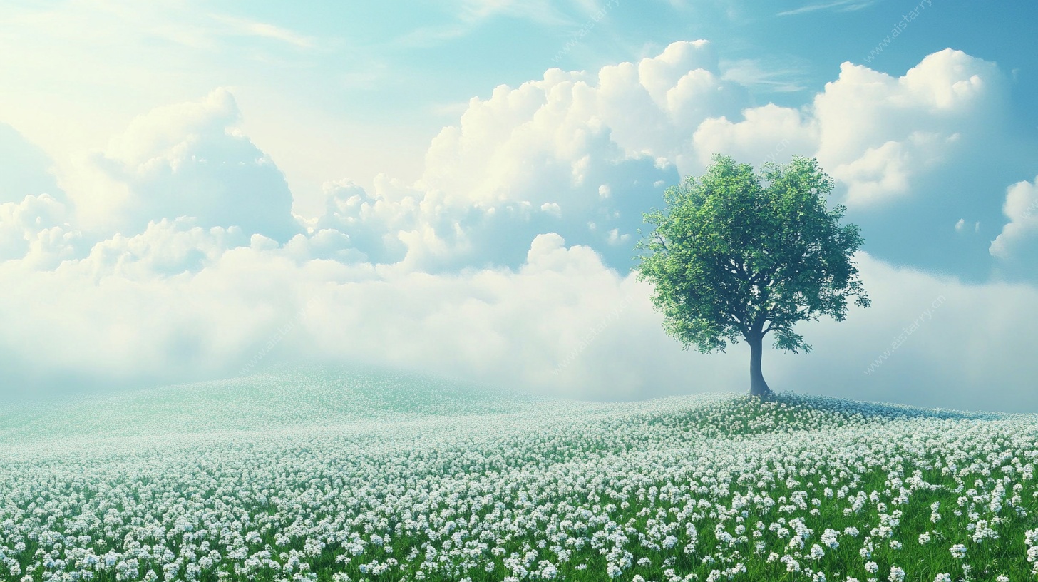 独树繁花绿野梦幻风景