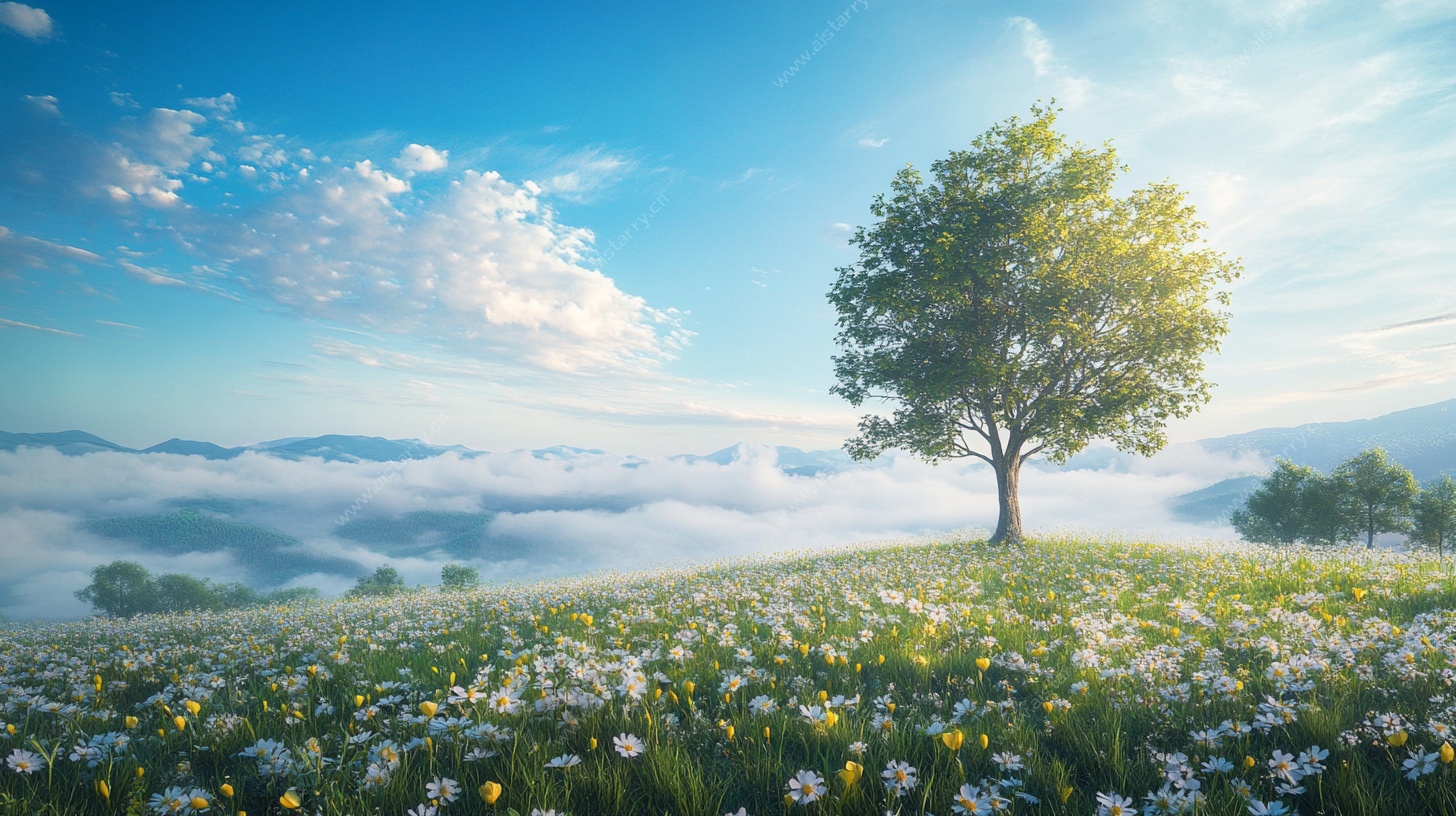 梦幻草原独树美景