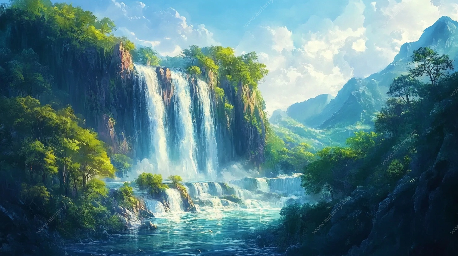 梦幻山林瀑布景观