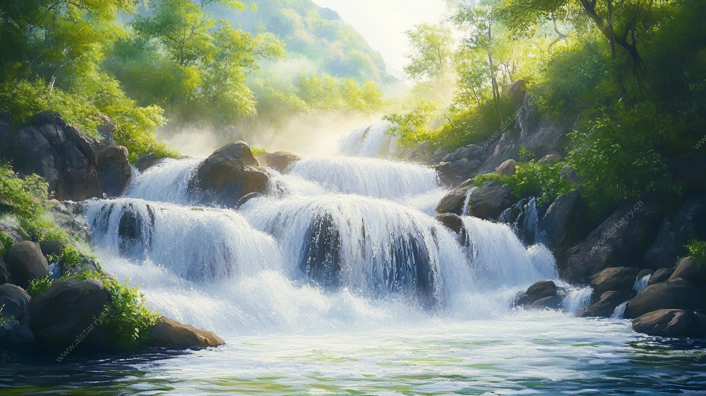 山林间的灵动瀑布美景