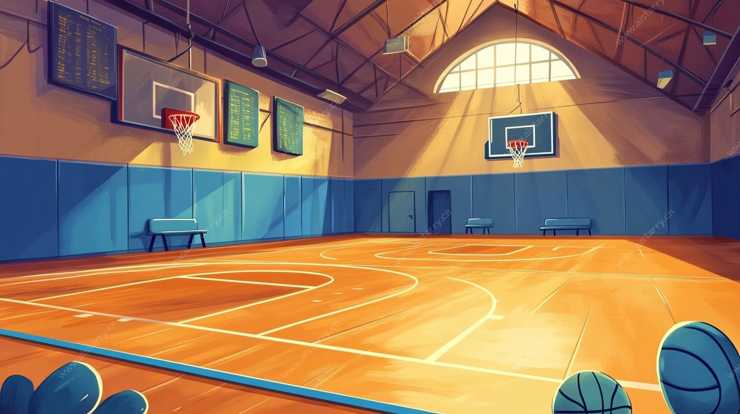 卡通风格室内篮球场