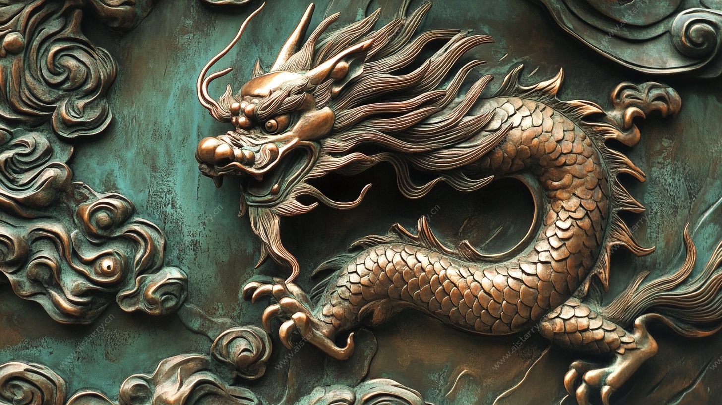 青铜浮雕龙 中式祥瑞图腾