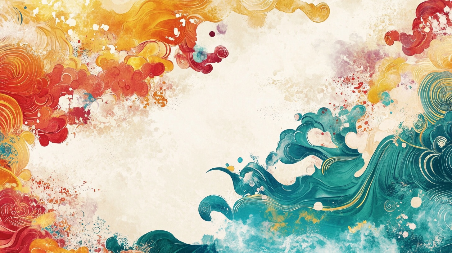 国风彩色水墨抽象背景图