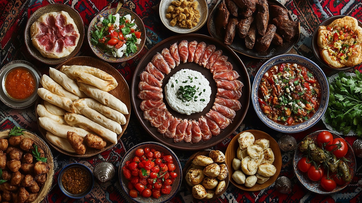 丰盛美食拼盘展示