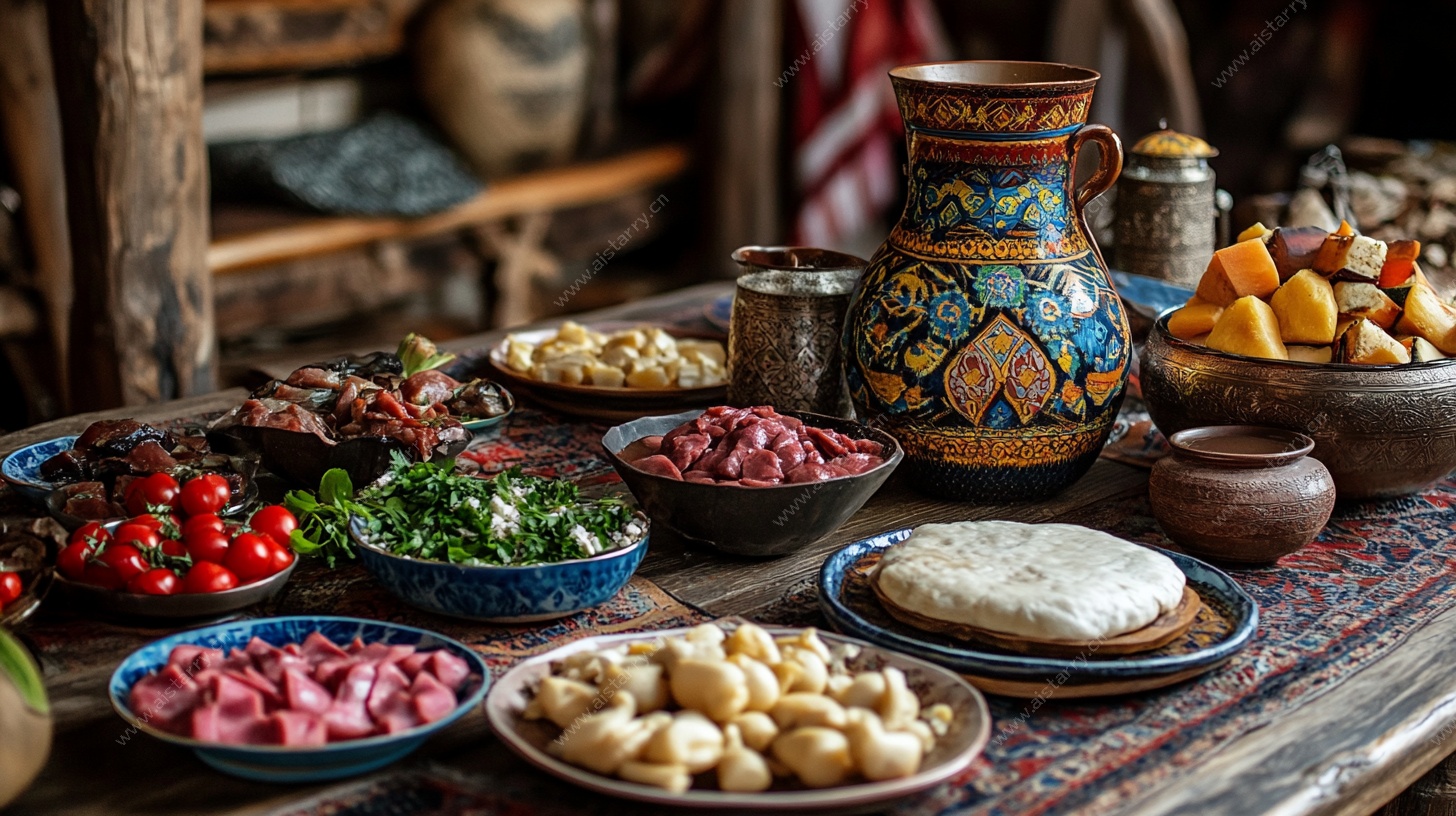 传统民族美食盛宴场景