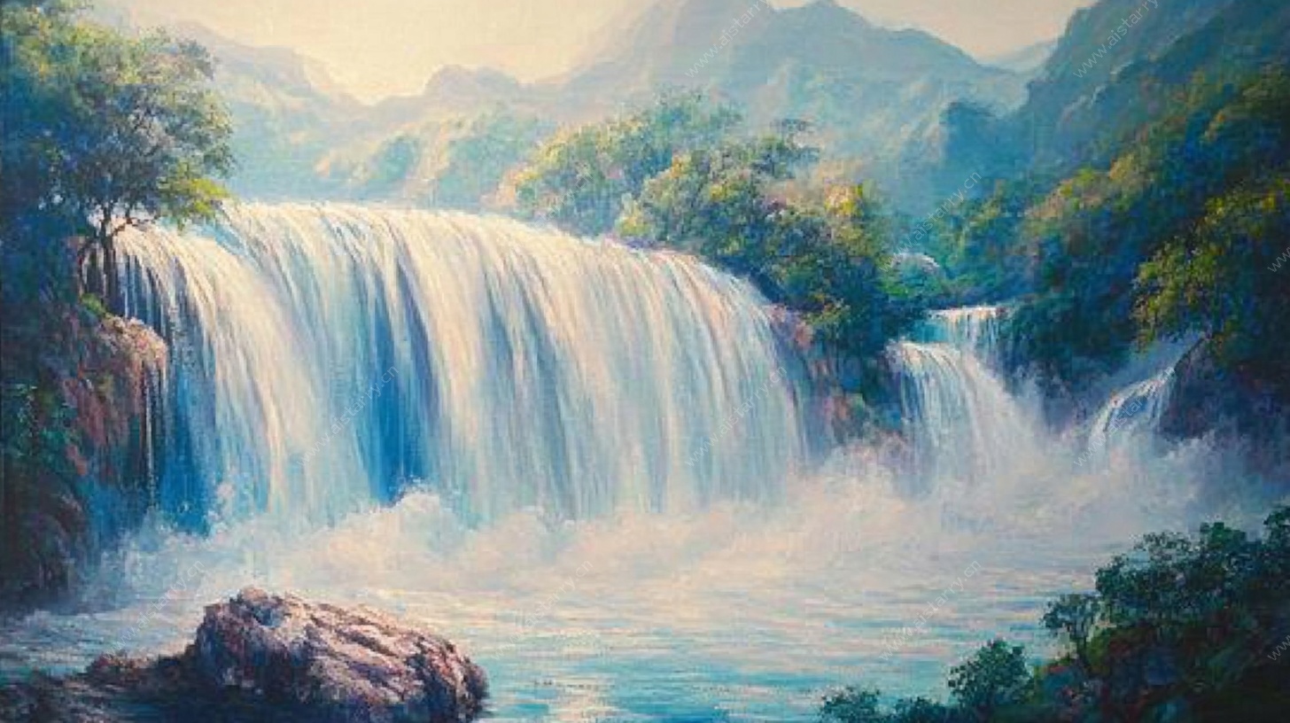 梦幻瀑布山水风景图