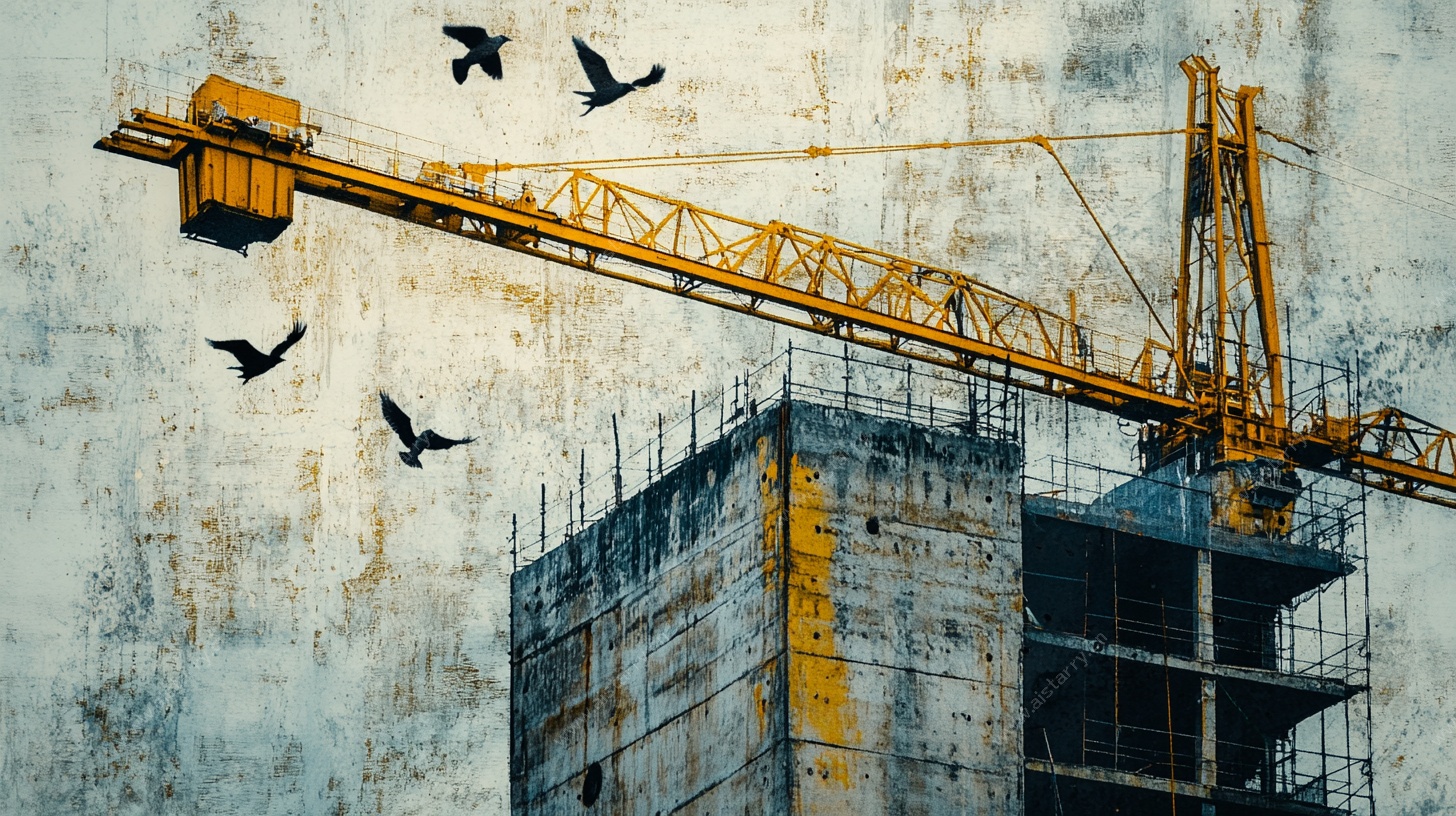 塔吊矗立的建筑施工场景