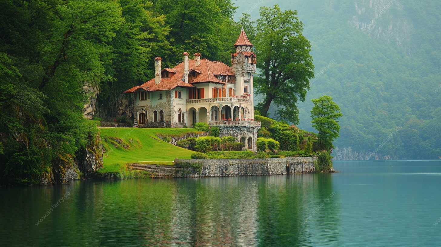 湖畔城堡美景