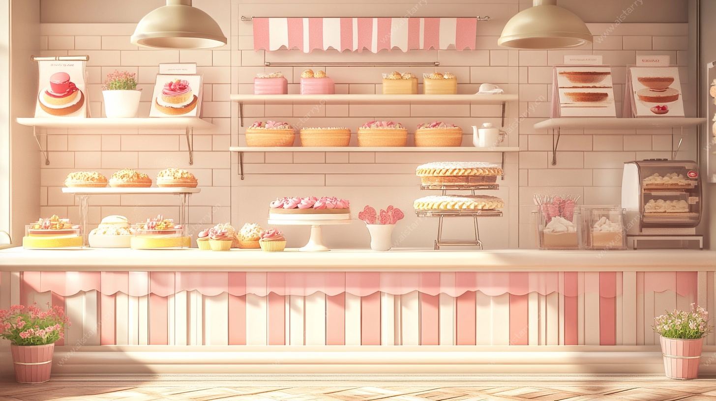 温馨甜品店室内场景展示