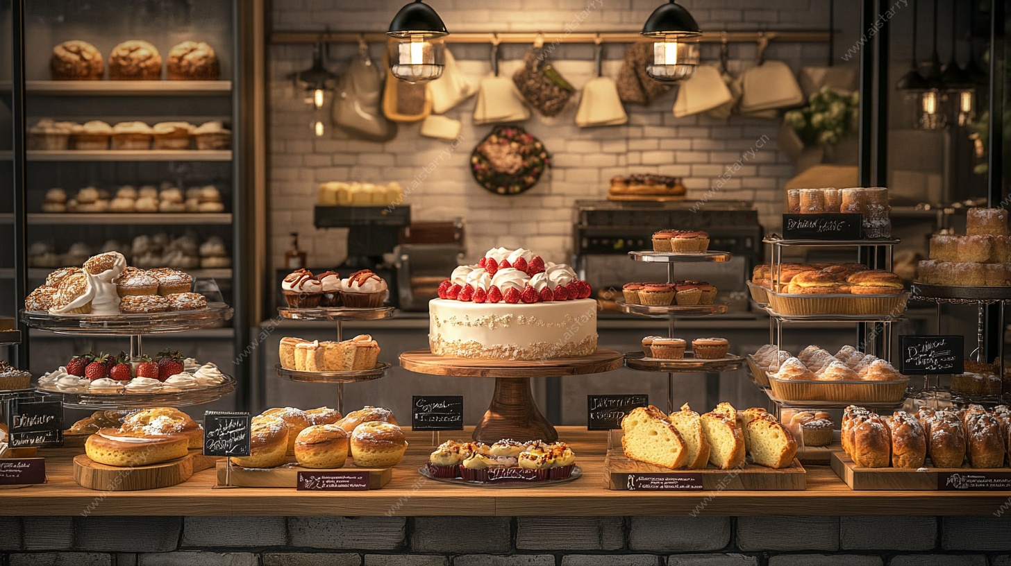 温馨面包店 美味糕点陈列