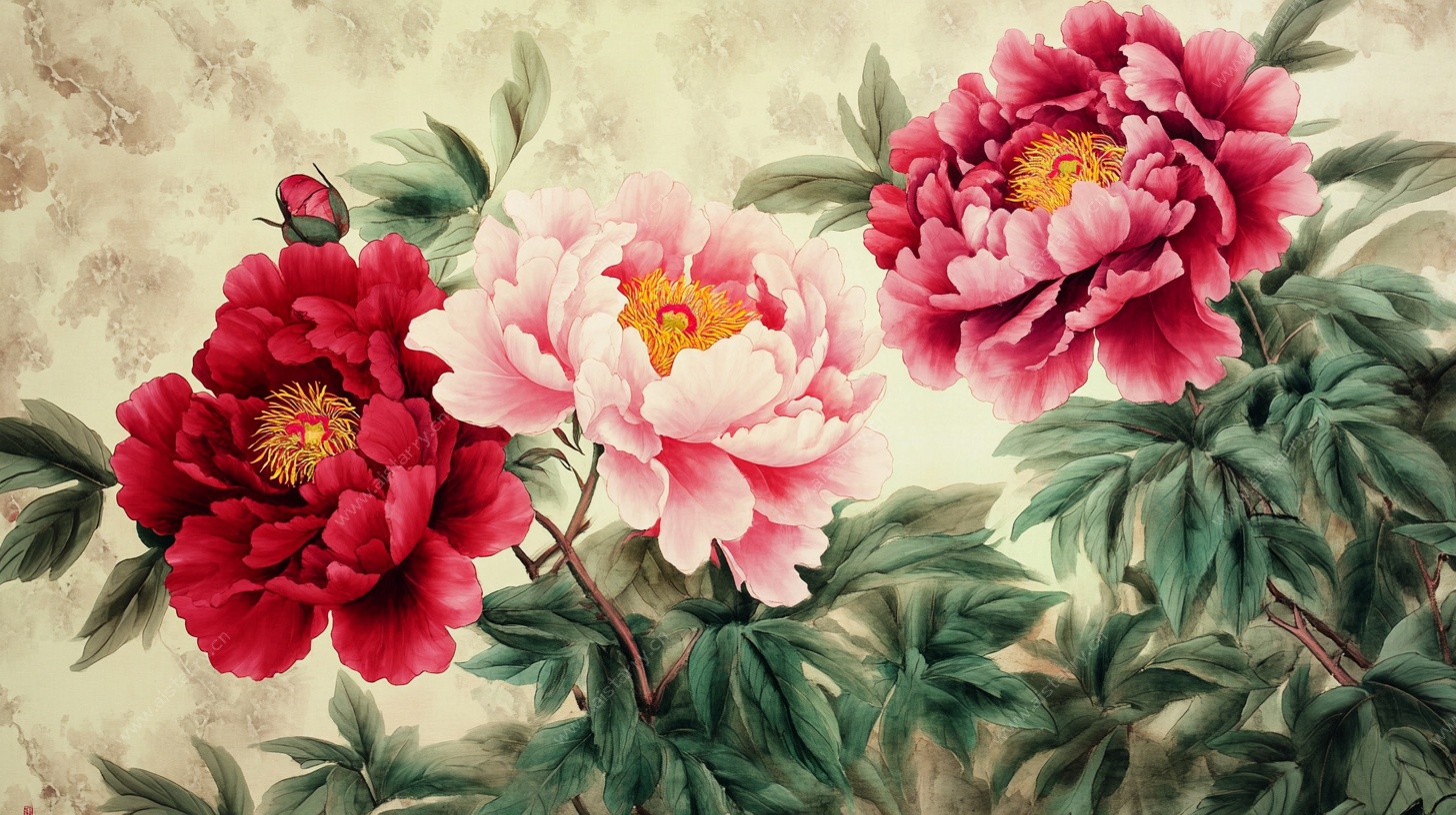 国画牡丹花卉图