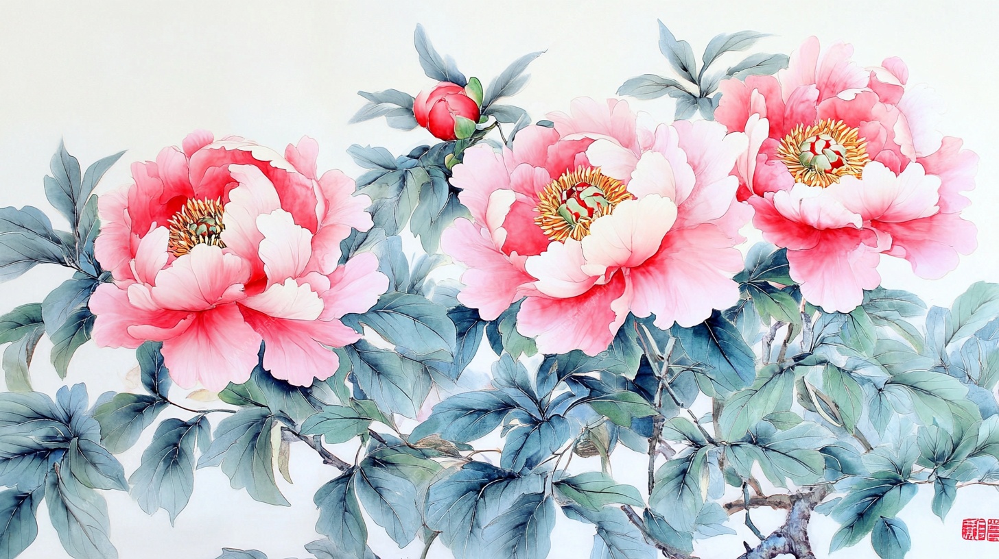 国画牡丹花卉图