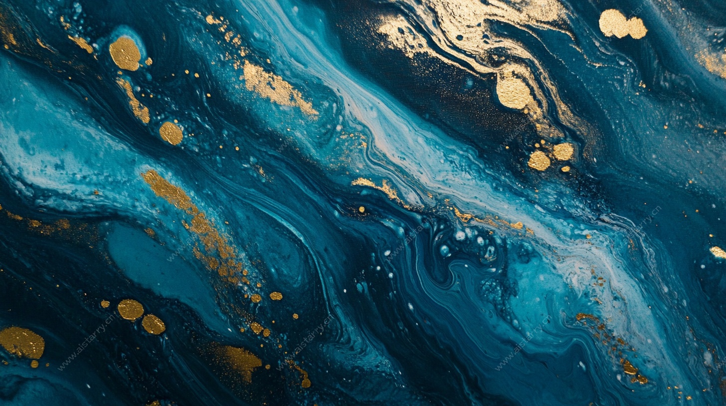 蓝金流体艺术抽象纹理图