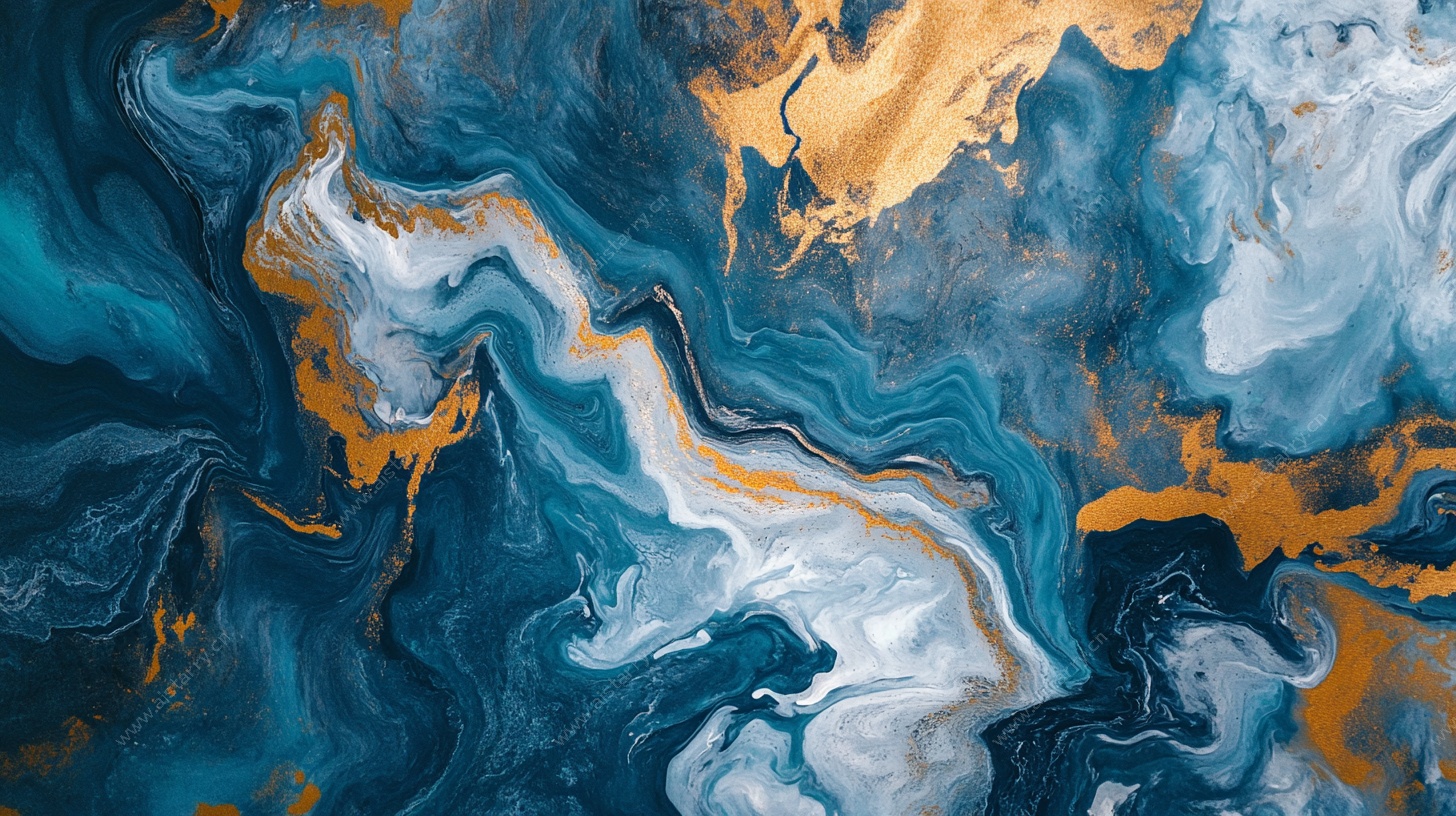 蓝金流体艺术抽象背景图