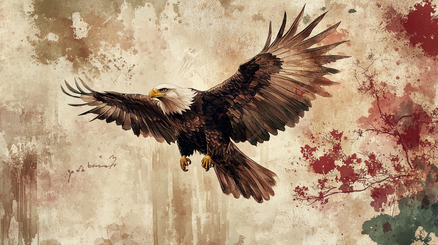 翱翔的雄鹰艺术插画