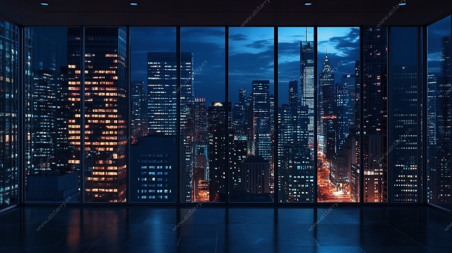 都市夜景办公室窗外风光