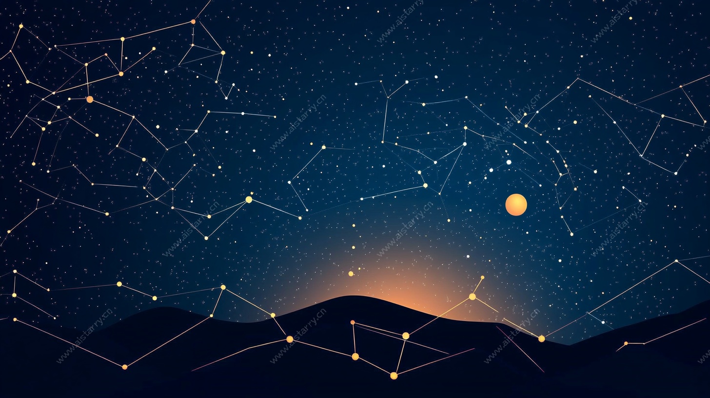 星空下的星座与山峦景象