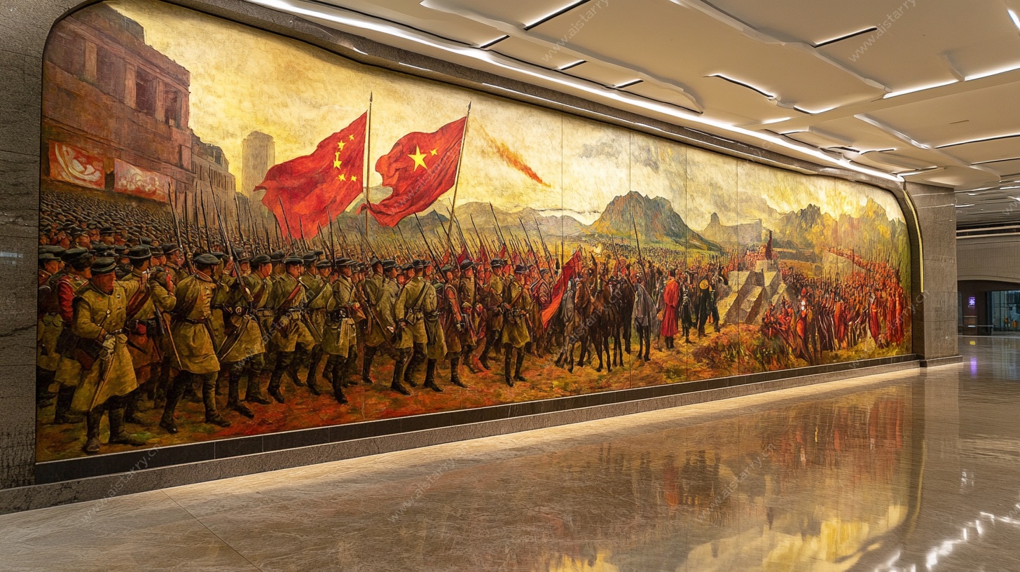 红军行军壁画场景