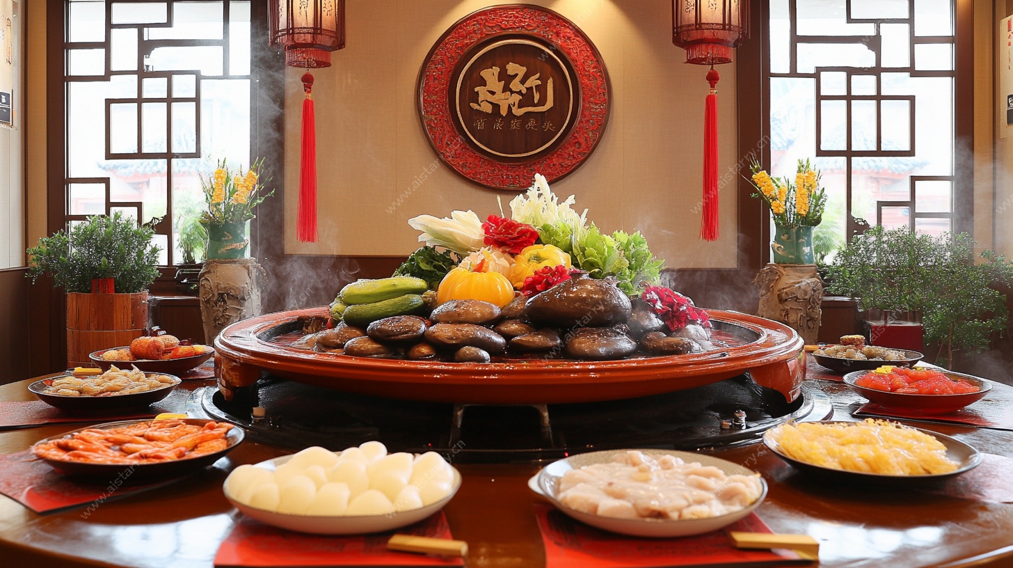 中式丰盛火锅宴场景