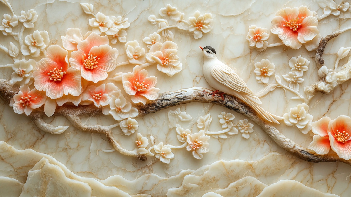花鸟玉雕背景图