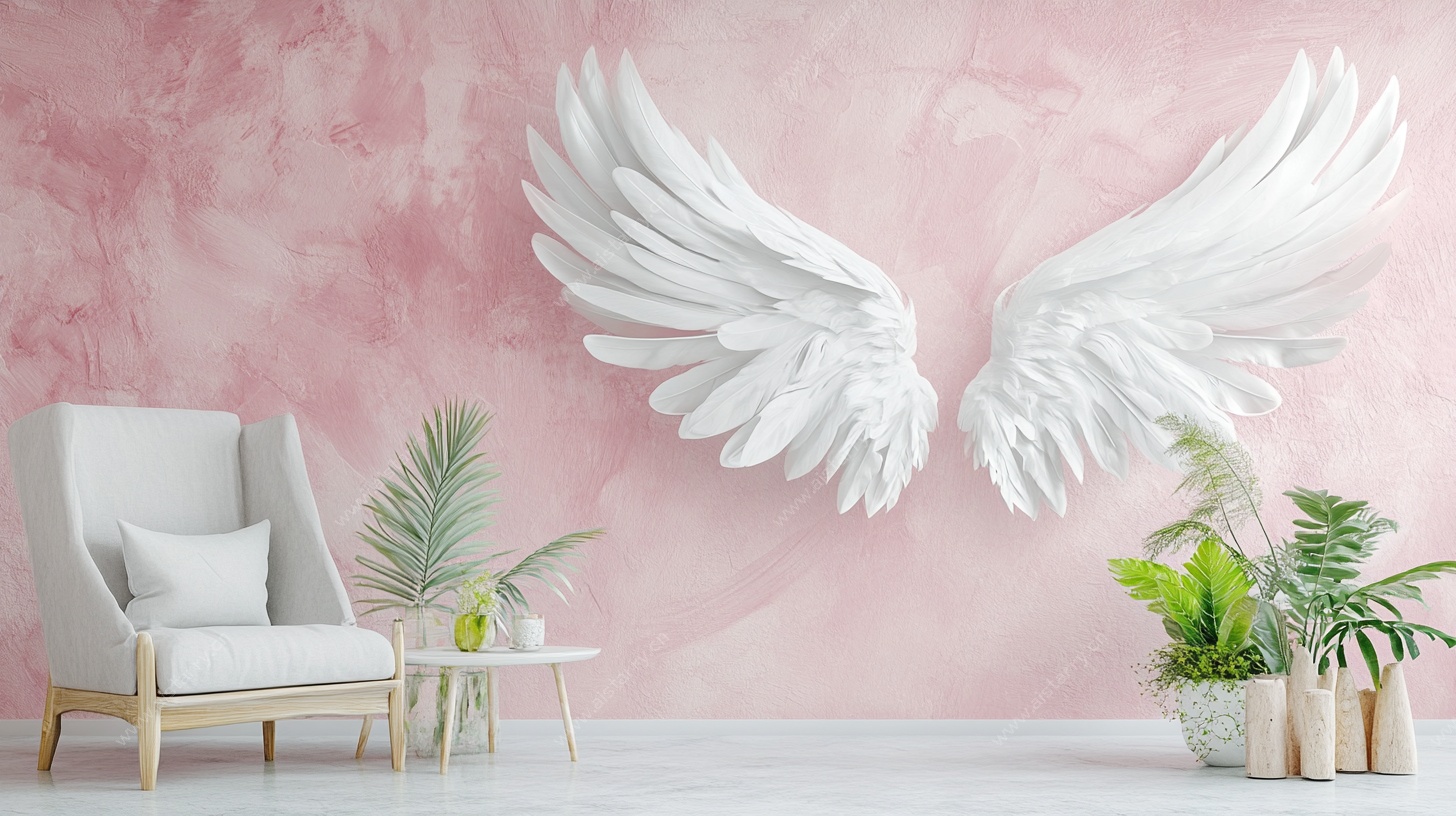 梦幻粉墙白翼室内装饰