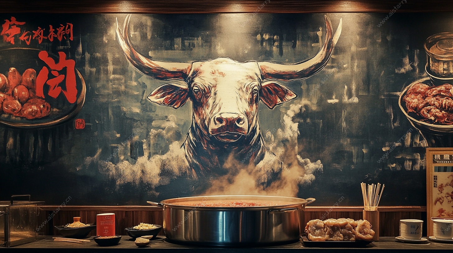 复古风牛肉火锅店场景