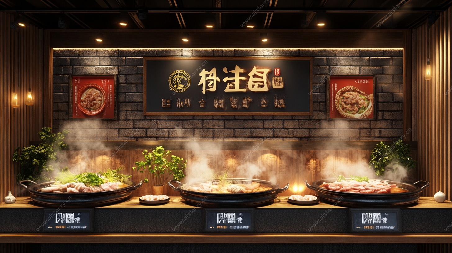 中式自助火锅档口展示