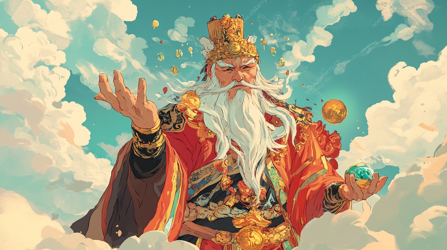 财神爷云端赐财图