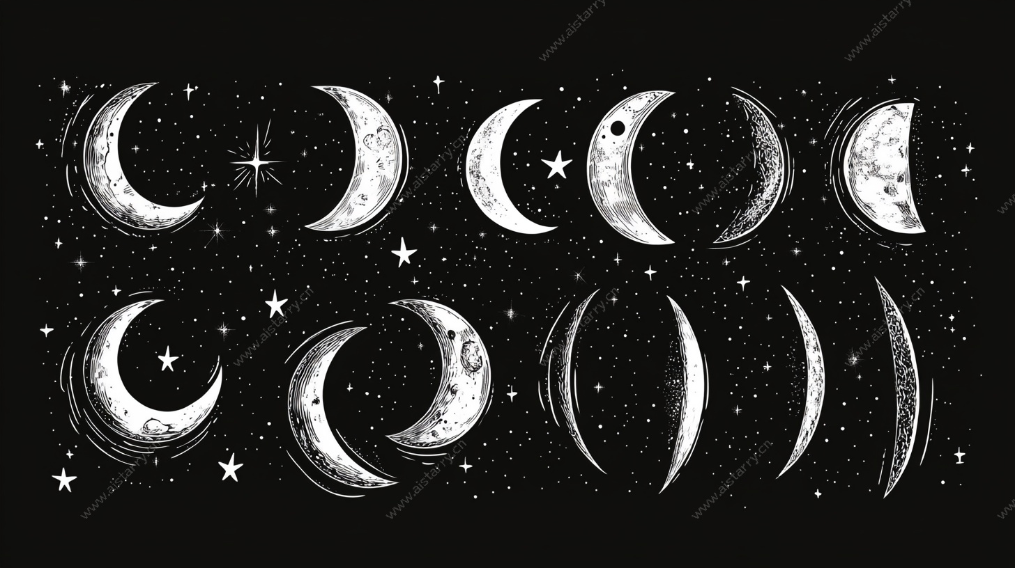 手绘月亮星星图案集合