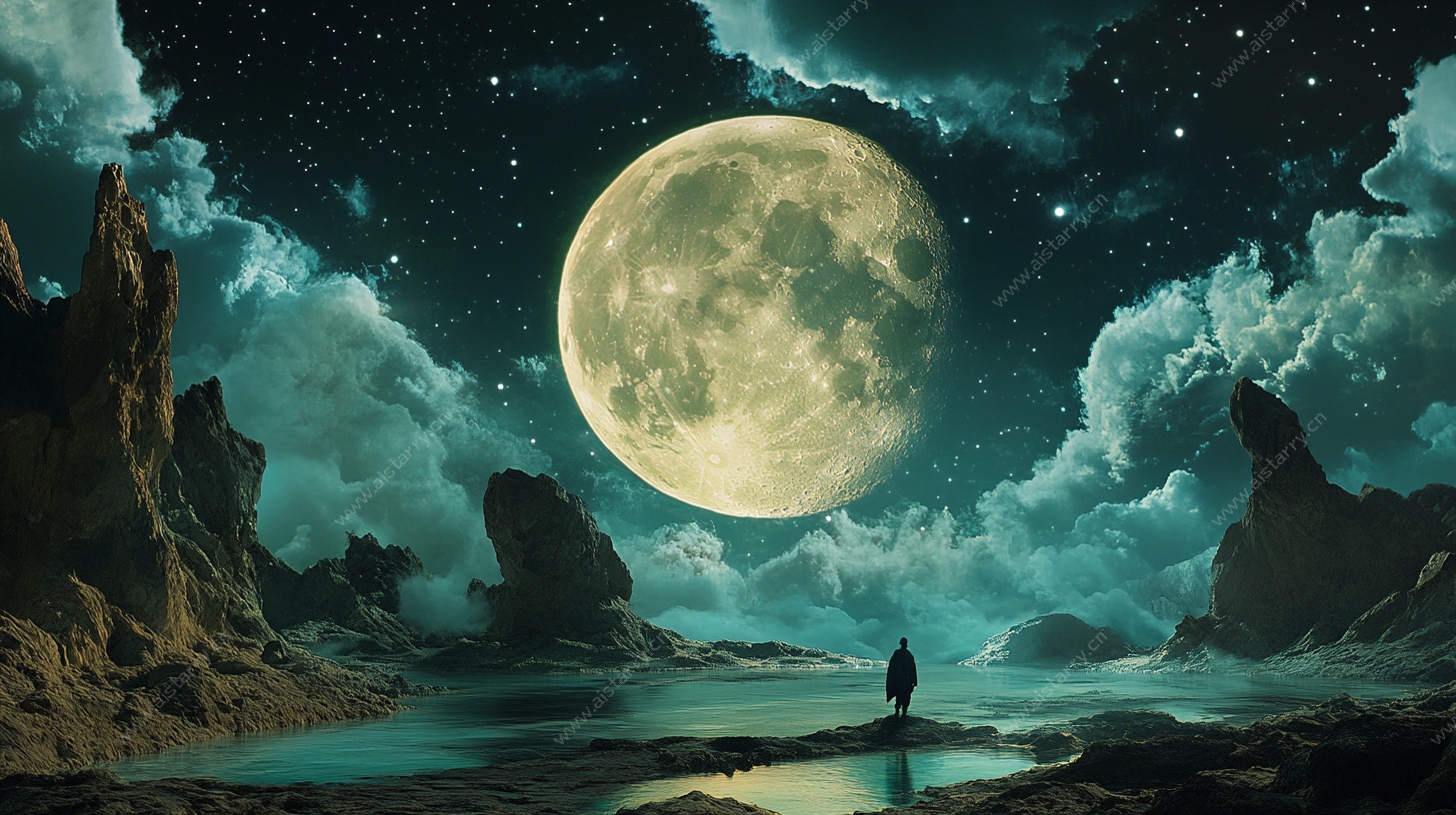 月夜孤影奇幻景观