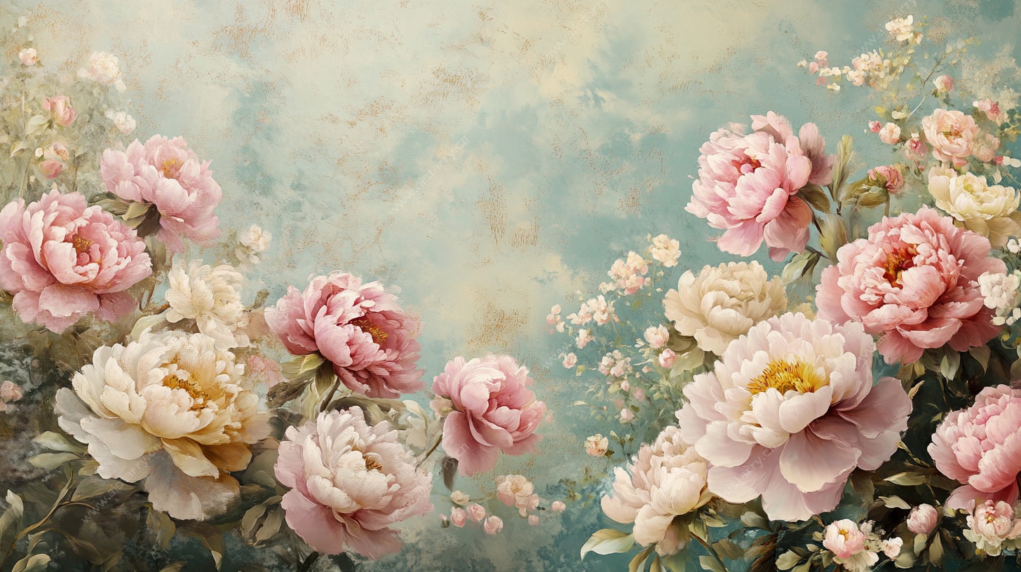 复古风盛开的粉色系花卉