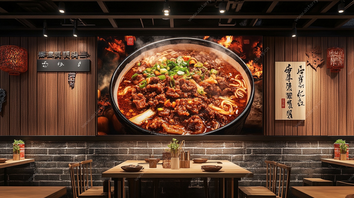 中式餐厅火锅主题墙面装饰