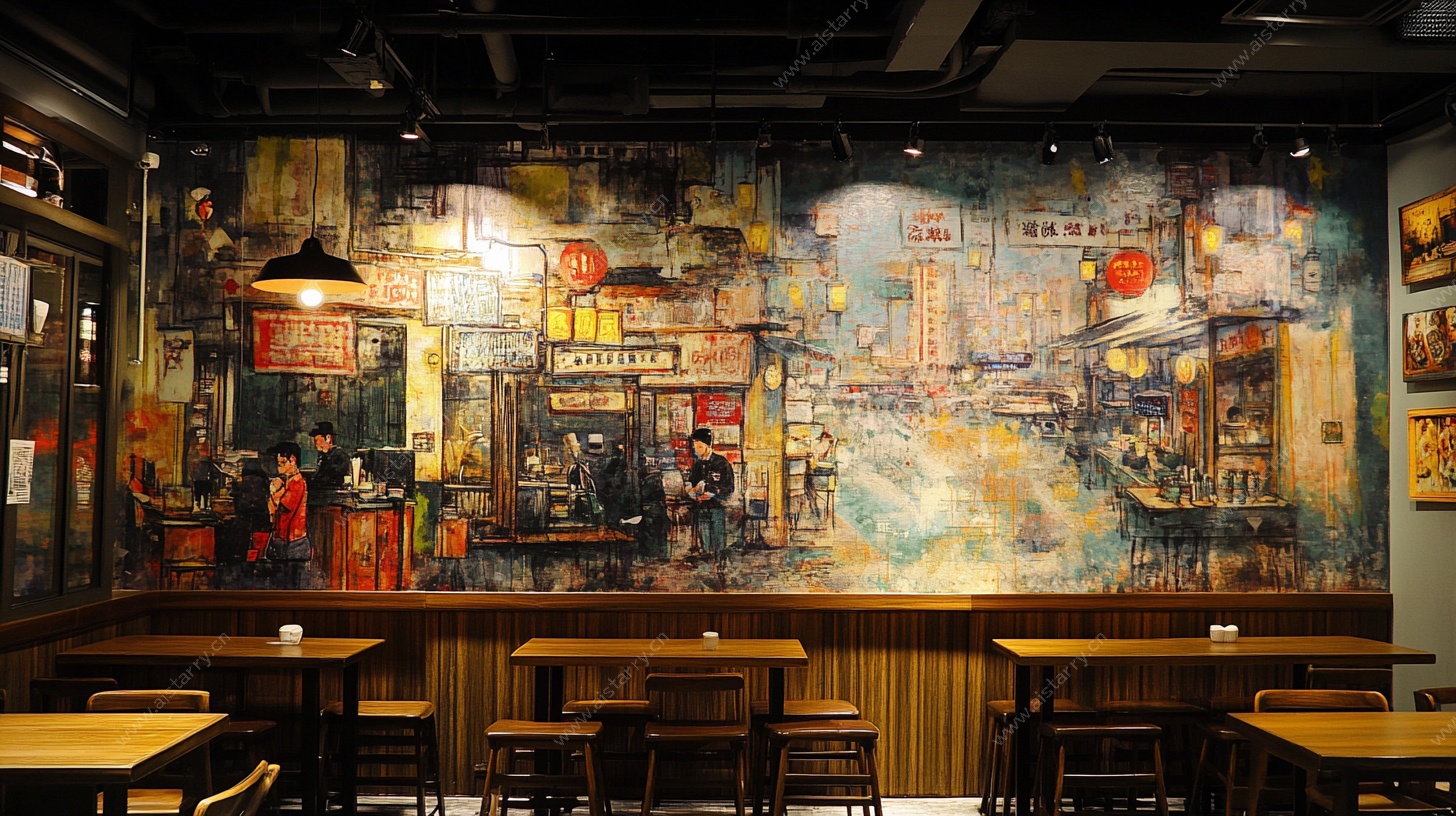 复古风餐厅墙面艺术装饰