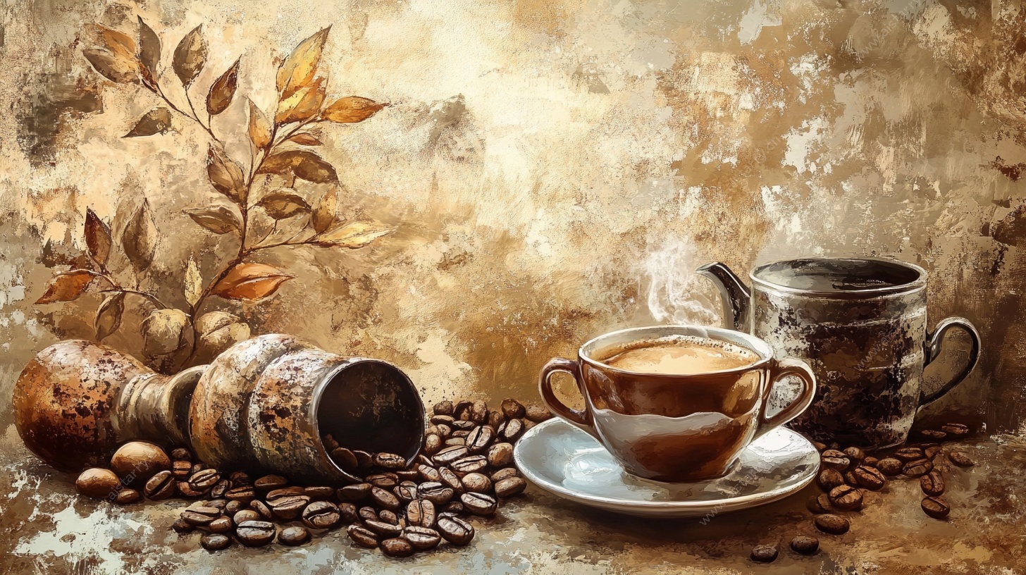 复古风咖啡静物场景图