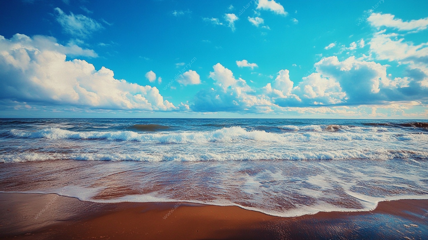 海边美景 海浪轻拍沙滩